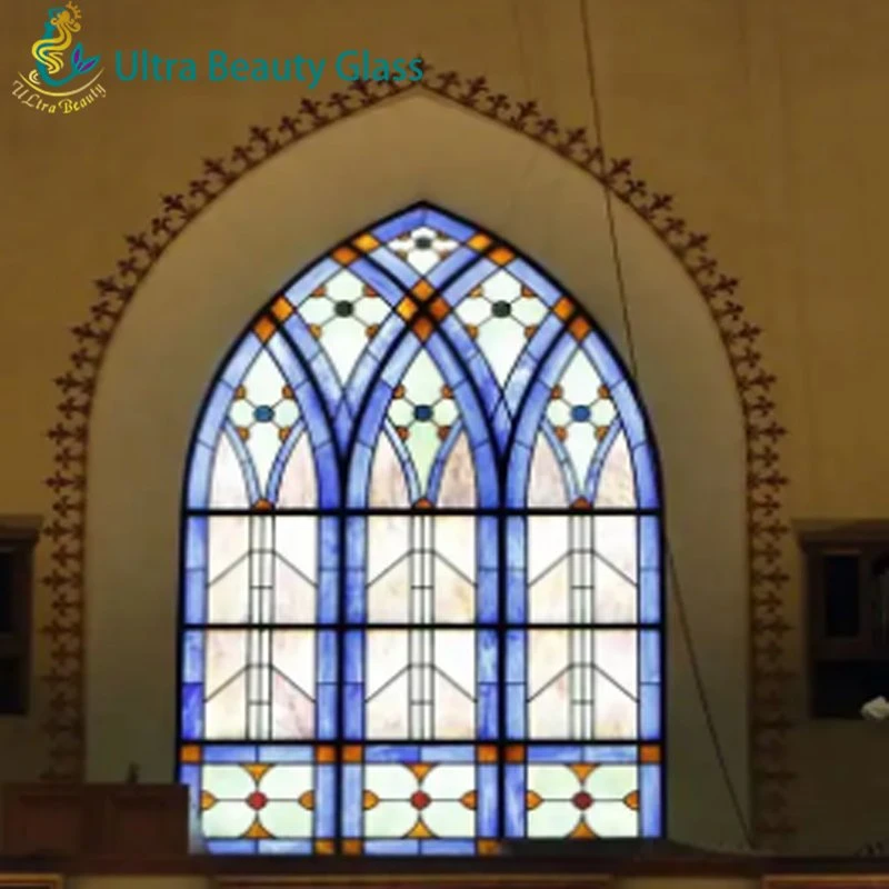 Customized European Style Flower Design Tiffany Art Church Stained Glass