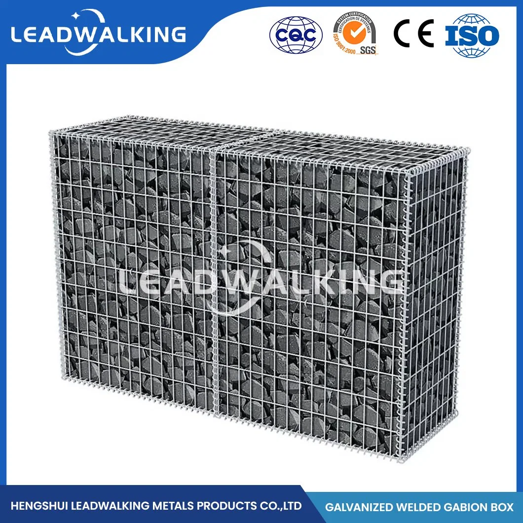 Leadwalking 60X80mm Mesh Galvanized Gabion Stone Cage Manufacturings Anti-Rust Galvanized Welded Gabion Box China 80X40X40 Size Welded Gabion Wire Mesh Boxes