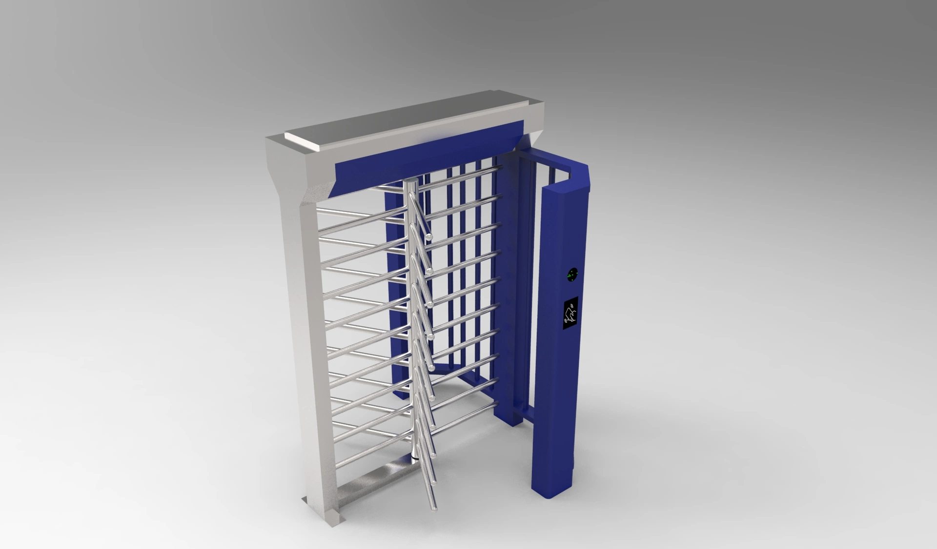 Single Entry Face Recognition Full Height Turnstile Door with Fingerprint Scanner