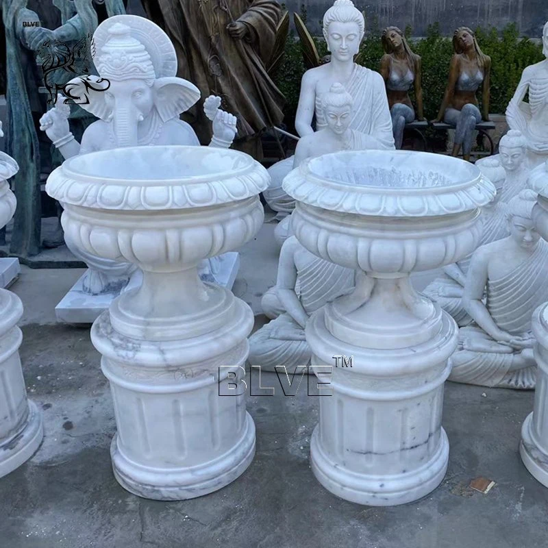 Factory Price New Product Outdoor Art Hand Carving Marble Woman Flower Pot MFC-05