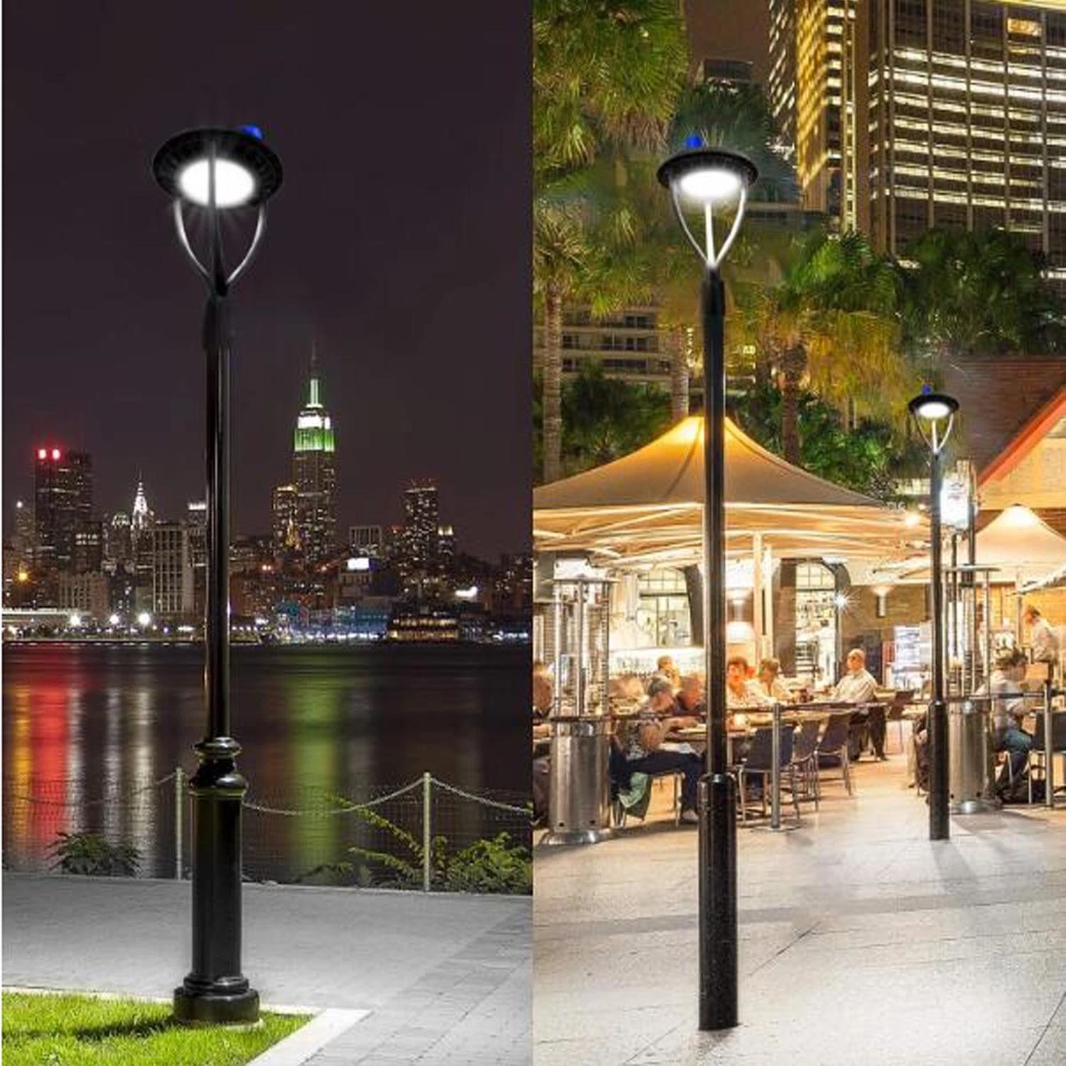 Outdoor Circular Area Pole Light 80W 12000lm 5000K Daylight IP65 Waterproof LED Post Top Light Fixture for Garden Yard Street Lighting