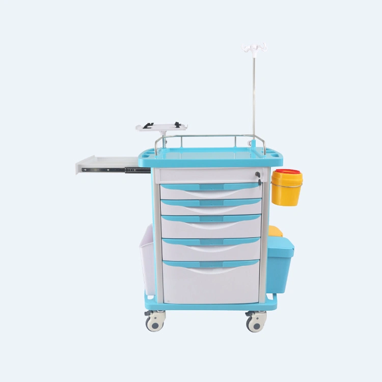 High quality/High cost performance  Mobile ABS Drugs Medical Crash Cart Plastic Emergency Medicine Trolley