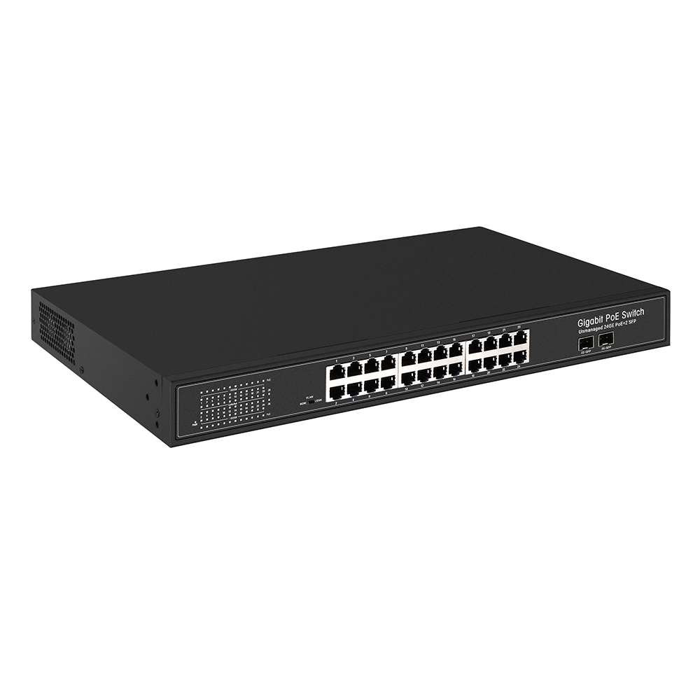 Poe Switch 24 Ports with 2 Giga SFP Fiber Uplink Good Price Network Switch (TS2824F)