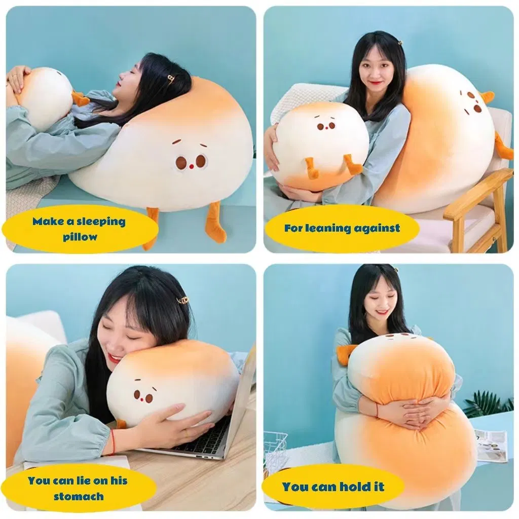 Personnalisation d'usine Chine Kawaii Animaux en peluche de la série alimentaire Oreiller Mantou Jouets pour enfants Oreiller Jouet en peluche Cadeau Série alimentaire Oreiller Mantou