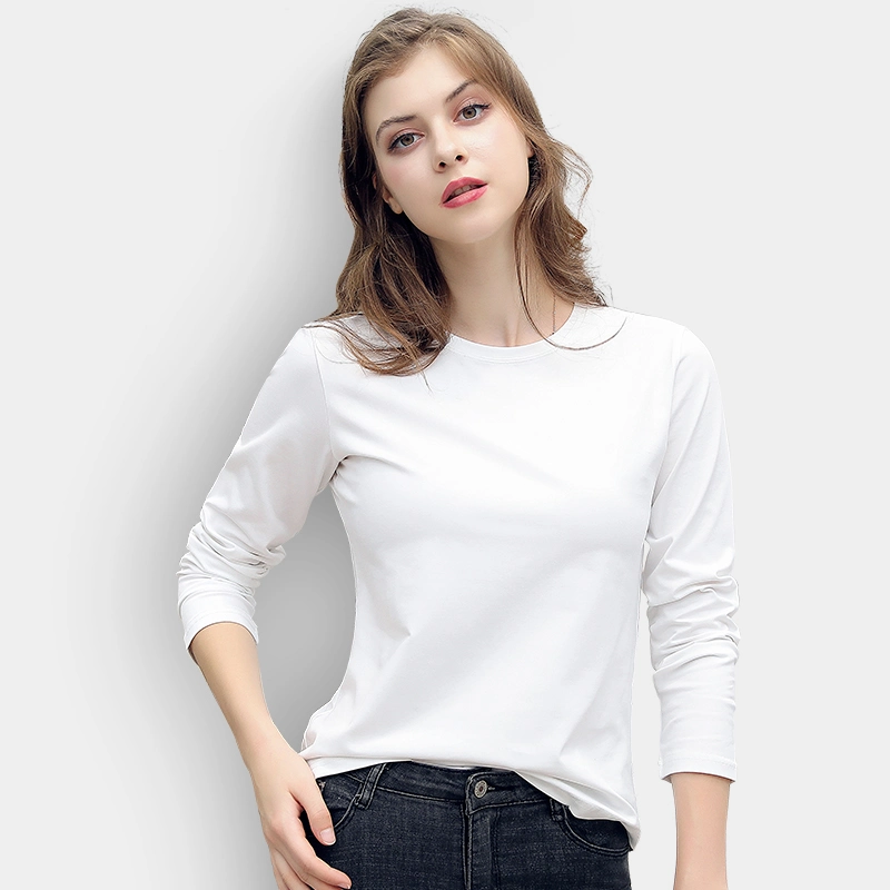 Cotton Round Neck Women's Loose Tops Fleece Long Sleeve Haphazardly