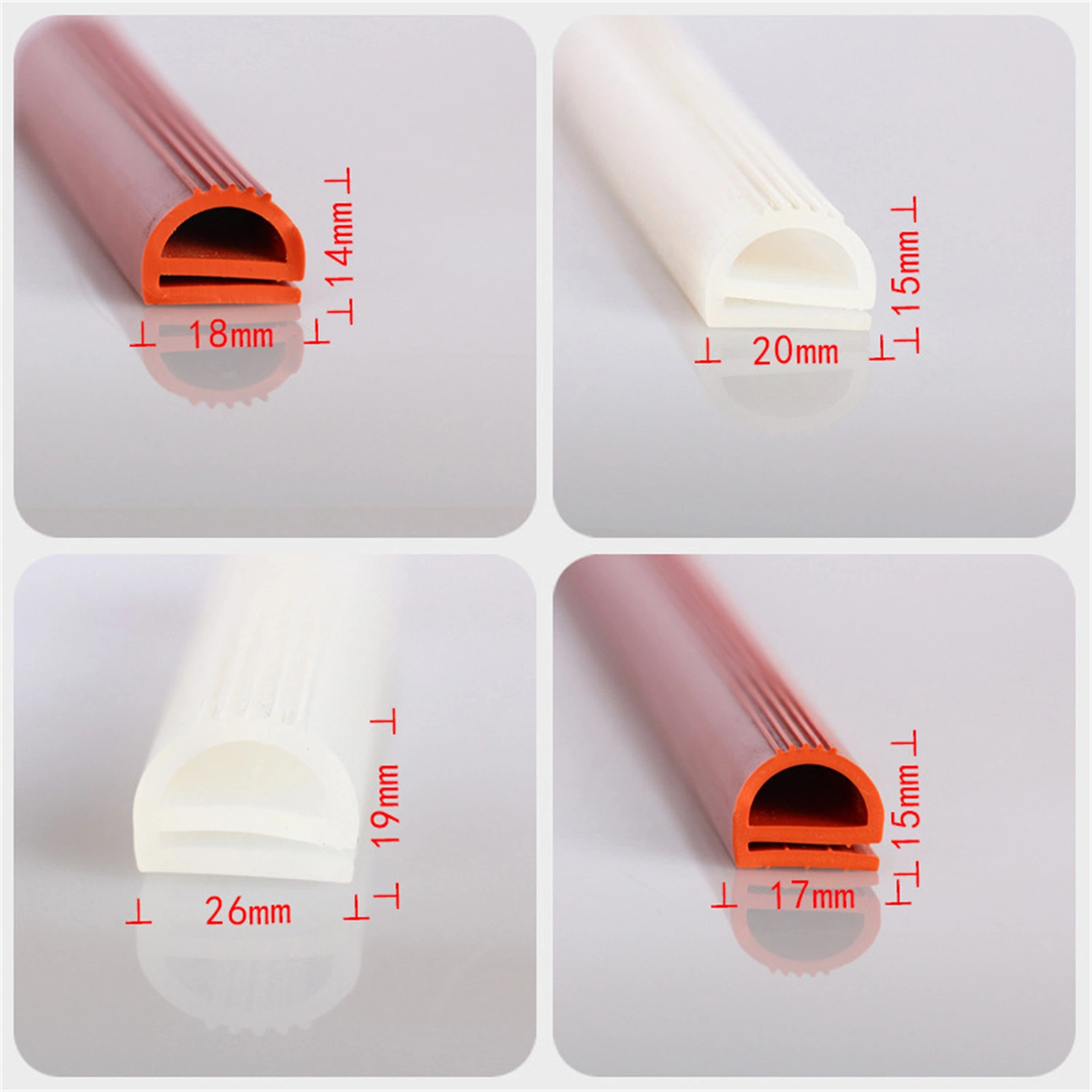 Customized E-Shape Silicone Rubber Sealing Strips by Chinese Quality Product Manufacturers