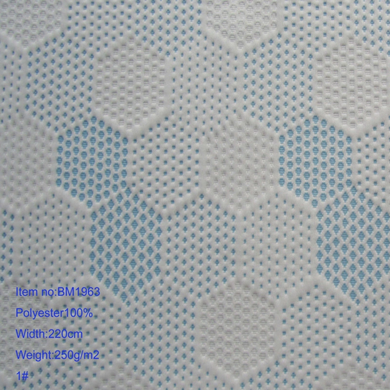 220cm 250GSM Polyester 100% Knitted Jacquard Mattress Ticking Fabric with Colored