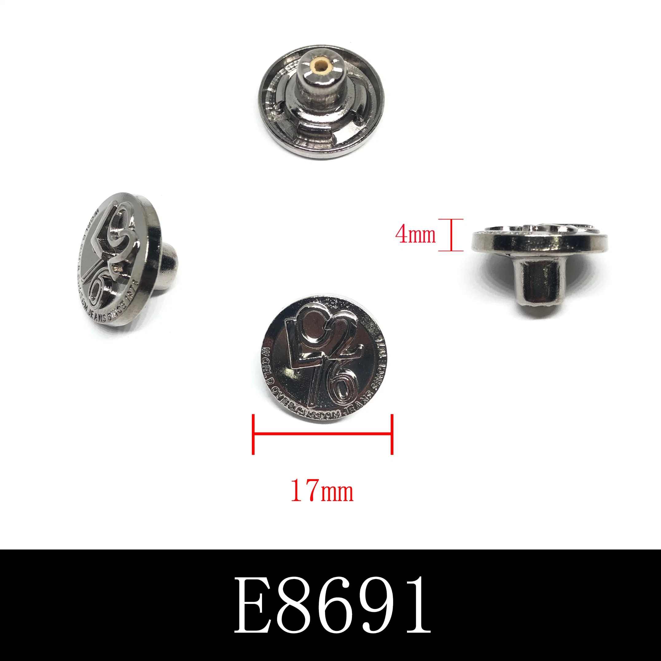 OEM Add Your Brand Logo High quality/High cost performance  Fashion Style Metal Buttons for Denim Clothing