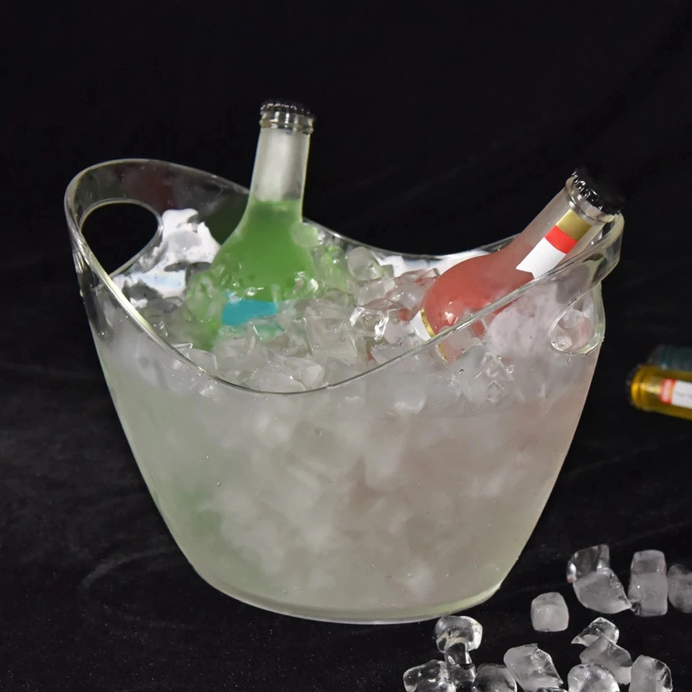 8 Liter Acrylic Clear Plastic Ice Bucket PS Material Boat Shape Ice Bucket for Coal Cooler