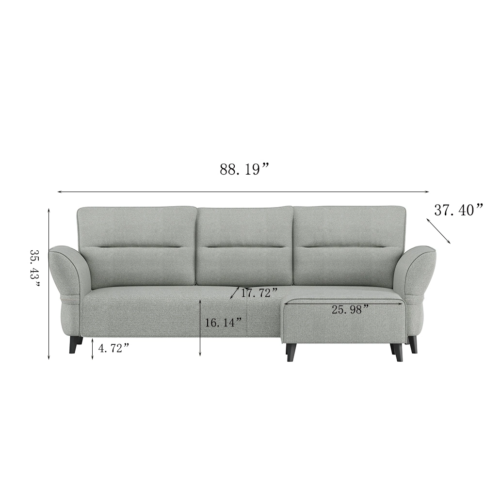 Modern Sofa Set with Roll Arm with Linen Fabric, with Ottoman