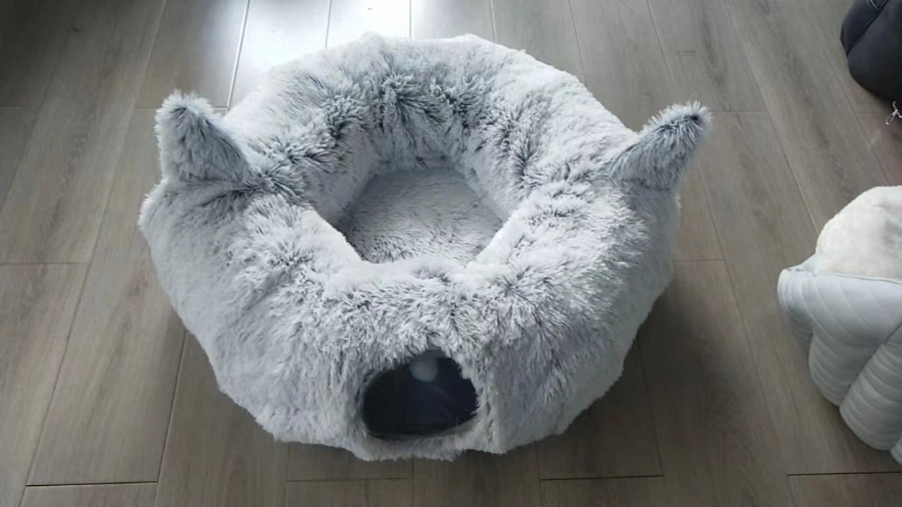 Cat Nest Cat Tunnel Pet Nest Long Plush Winter Warm Cat Mat Folding Cat Channel Dog Sofa Bed