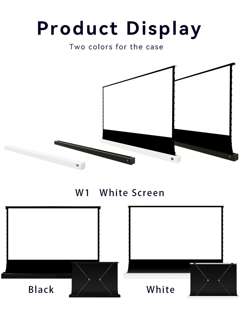 Xijing W1 110 Inch White Cloth Motorized Projector Movie Screen High Contrast Electric Floor Rising Projection Screen