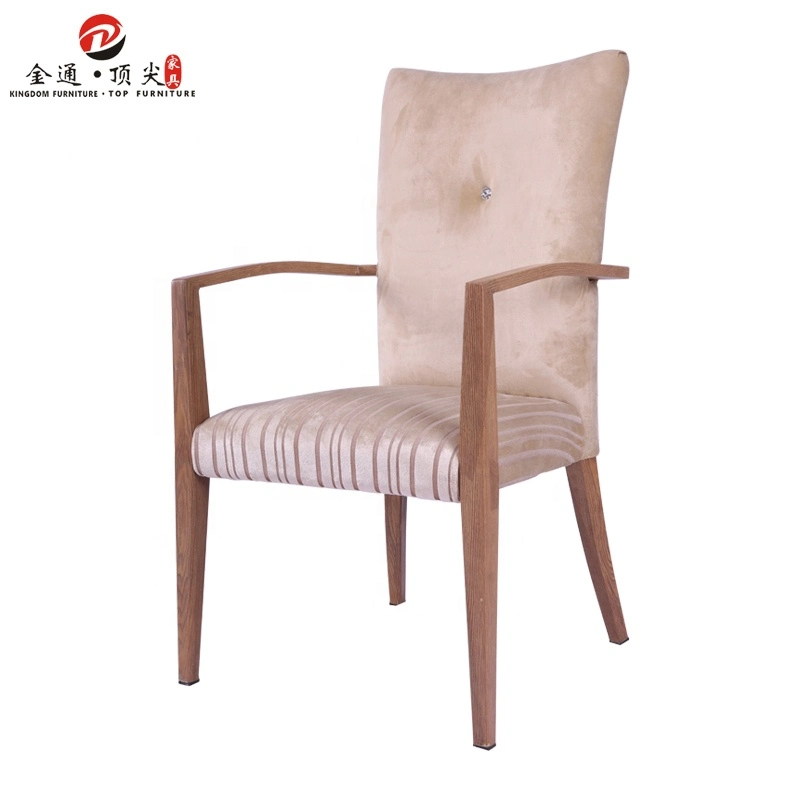 Cheap Chinese Restaurant Furniture Metal Frame Dining Chairs with Arm