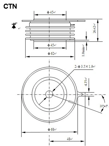 SCR Phase Control Thyristors Silicon Disc Capsule Types Kp1000A/600~1800V