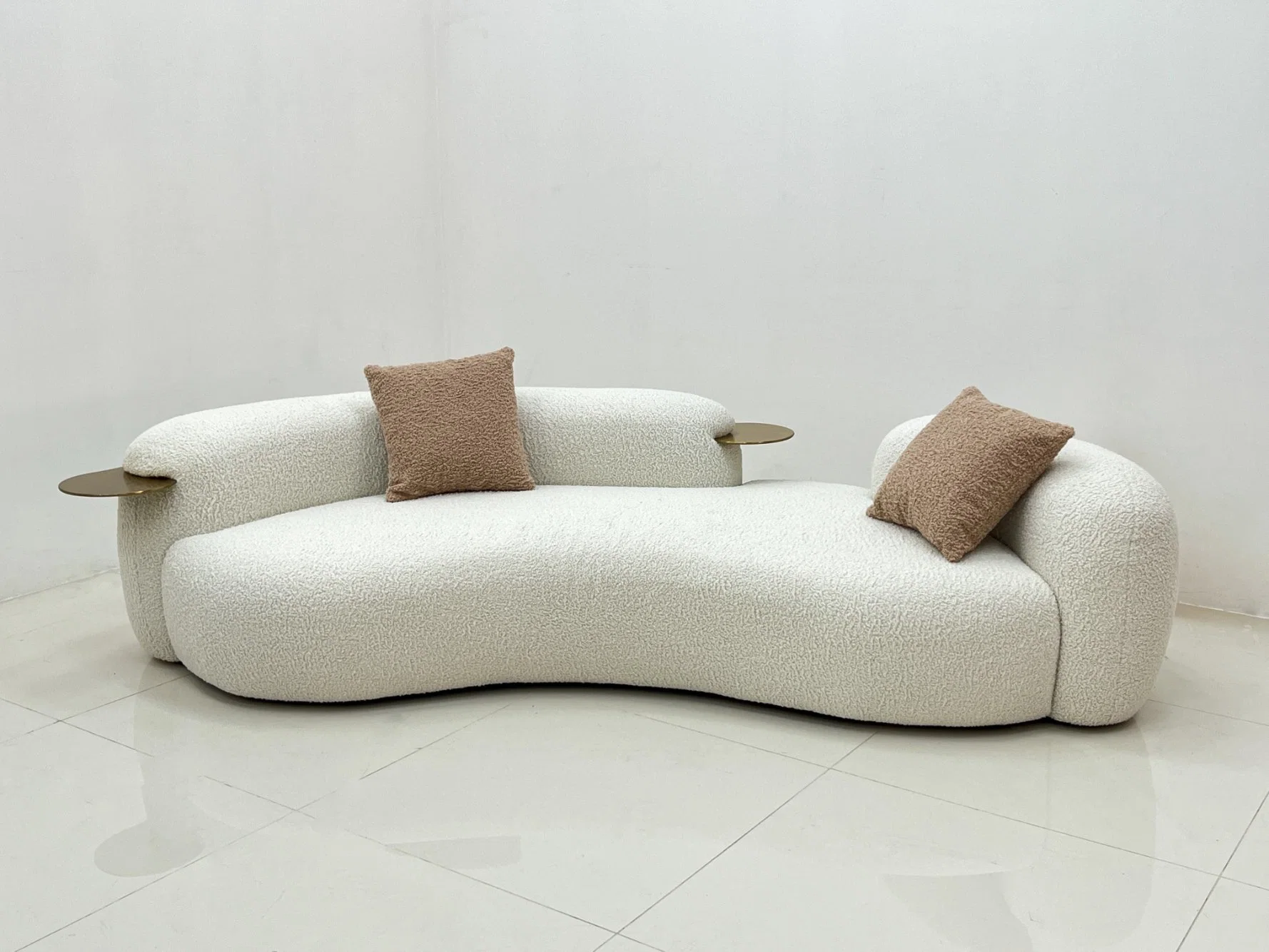 Pequena sala de estar mobiliário Sofá sofás de tecido Boucle Branco moderno Sofá