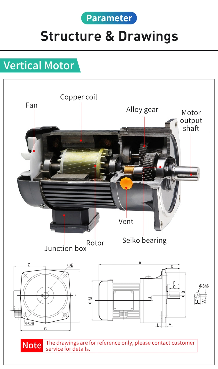 110V, 220V elevado binário rpm baixa 3 Fase travão motor AC 1/8HP trifásico 100W AC Electric pequeno motor de engrenagem