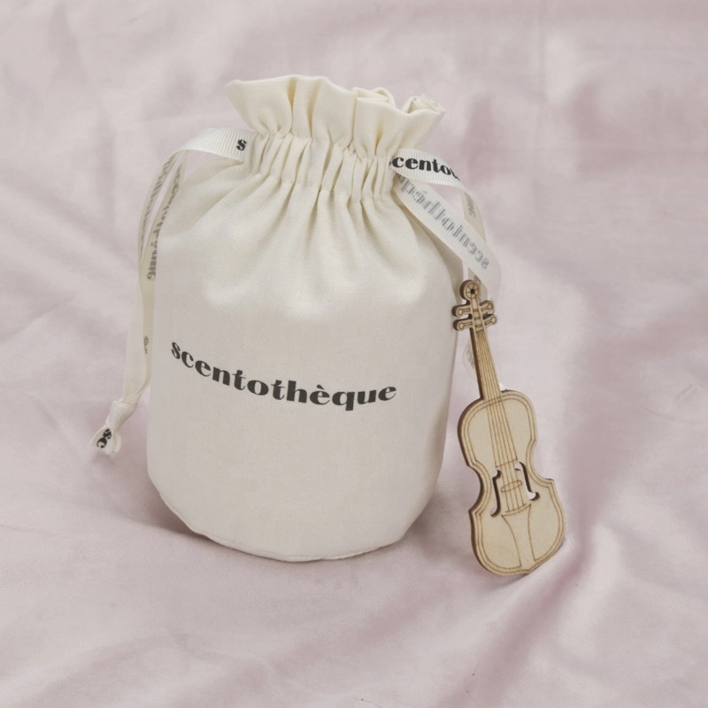 Petite housse en coton blanc Base ronde Sac en coton avec logo