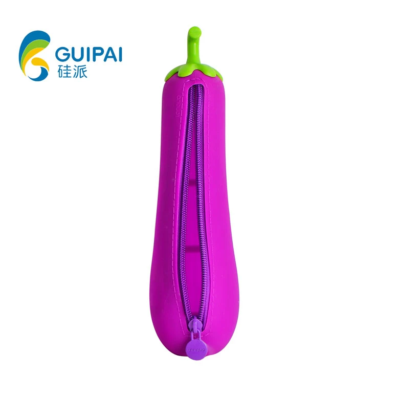 Waterproof Pencil Bag Unusual Eggplant Shape Zipper Pencil Cases for Promotion Gift