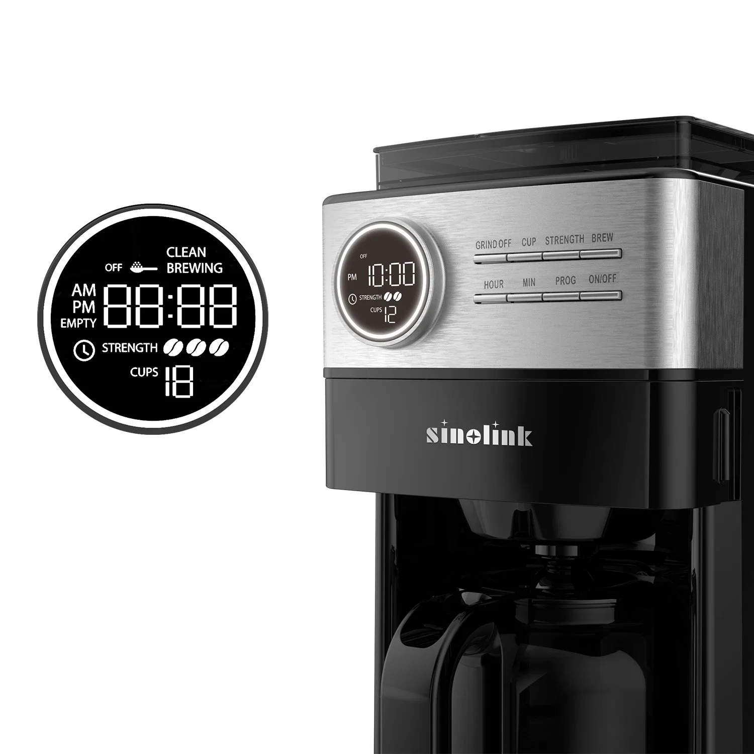 12 Cup Automatic Grind and Brew Programmable Drip Coffee Maker
