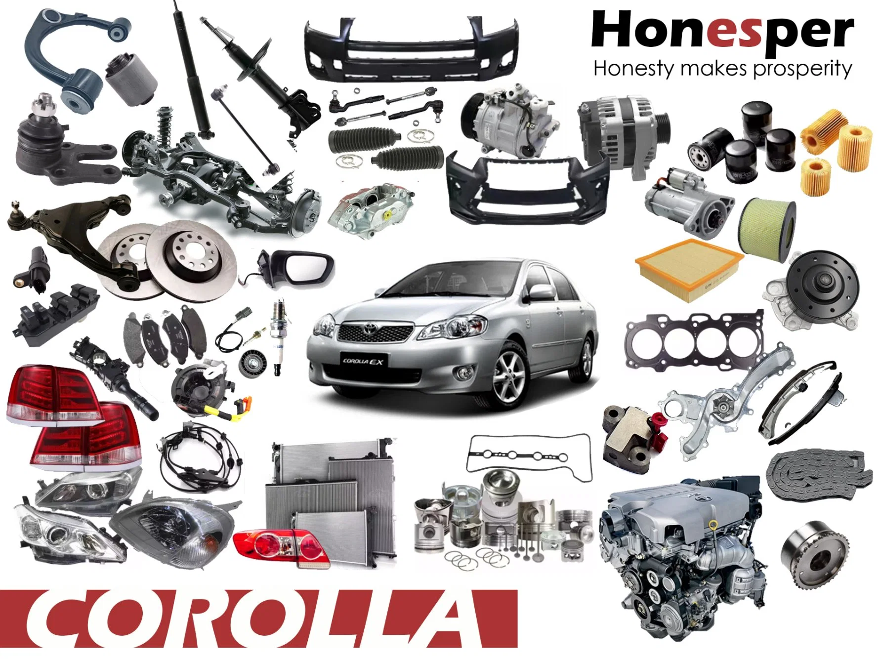 Großhandel Auto Ersatzteile Suspension Teile Motor Teile Körper Kits Autozubehör für Toyota Corolla Zze12