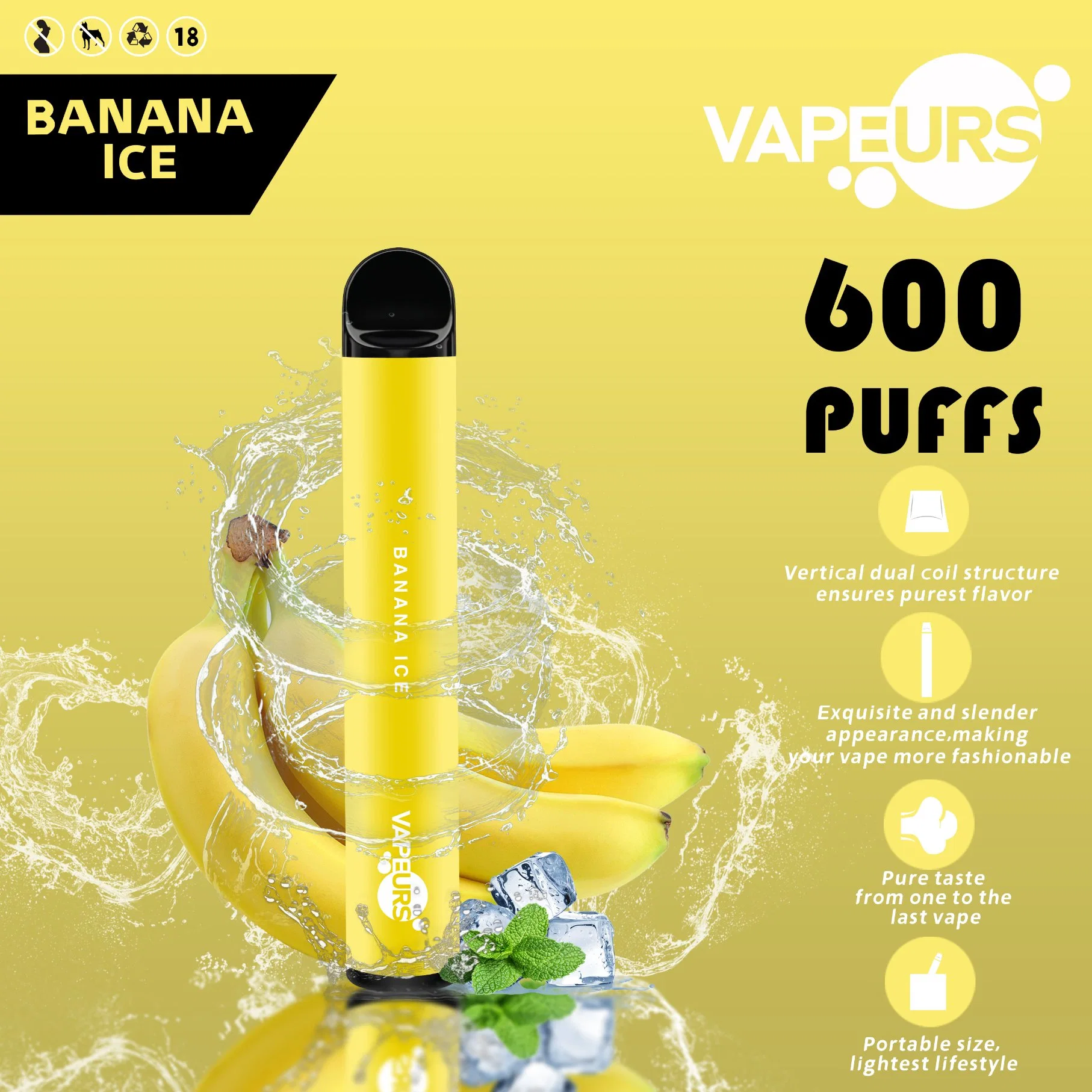 Authentique Vapeurs 600/800 Puff DPT Vope E cigarette jetable 600 Bouffées