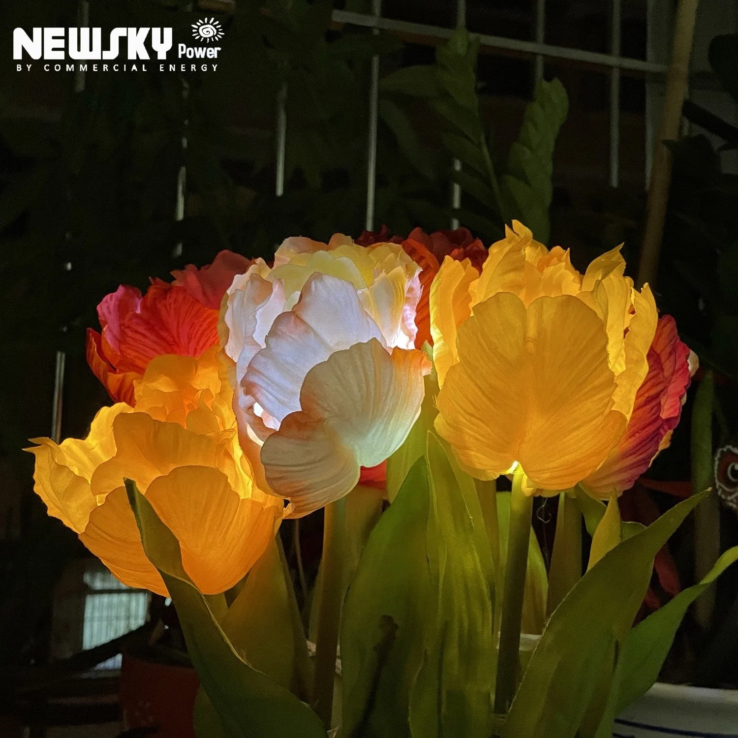 Tulip LED Solar Powered Flower Light for Grave Pathway Cemetery Memory Garden Patio Decoration