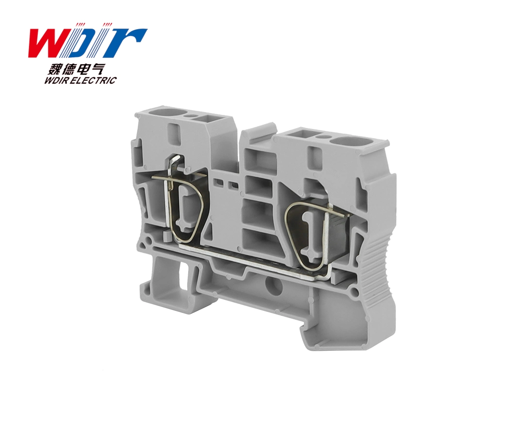 Anschlussklemmenblock für DIN-Schienenmontage, Federklemmenblock 10mm 2way