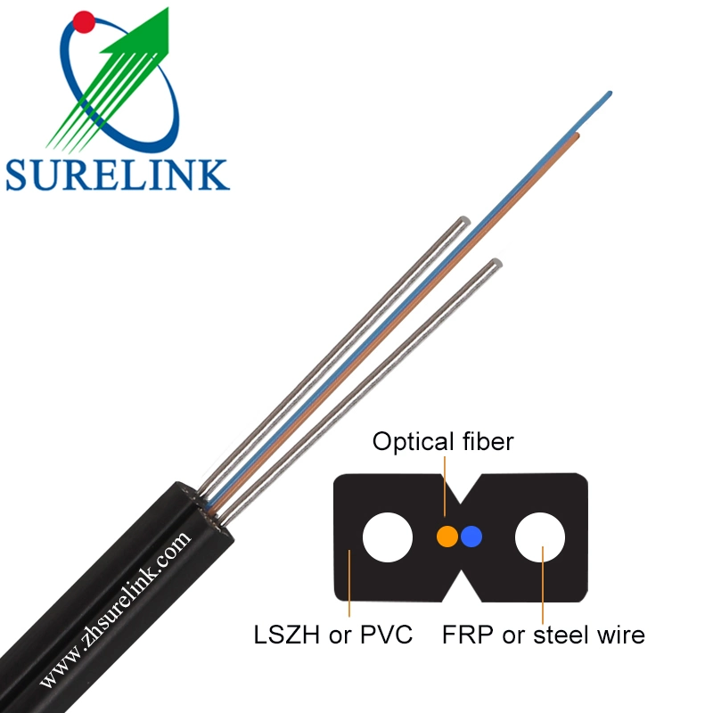 Cable de fibra óptica FTTH la fuerza de acero de dos estados