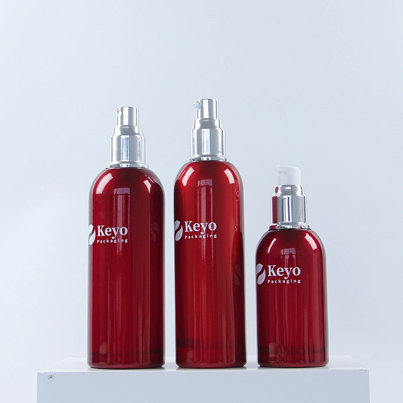 Luxury Red Color Glass Lotion Bottles and Jars Set