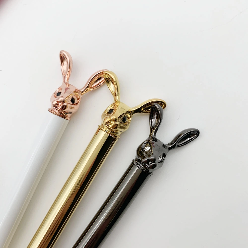 Wholesale New Animal Top Thin Metal Material Rabbit Ball Pen Custom Logo Rabbit Ballpoint Pen on Stock