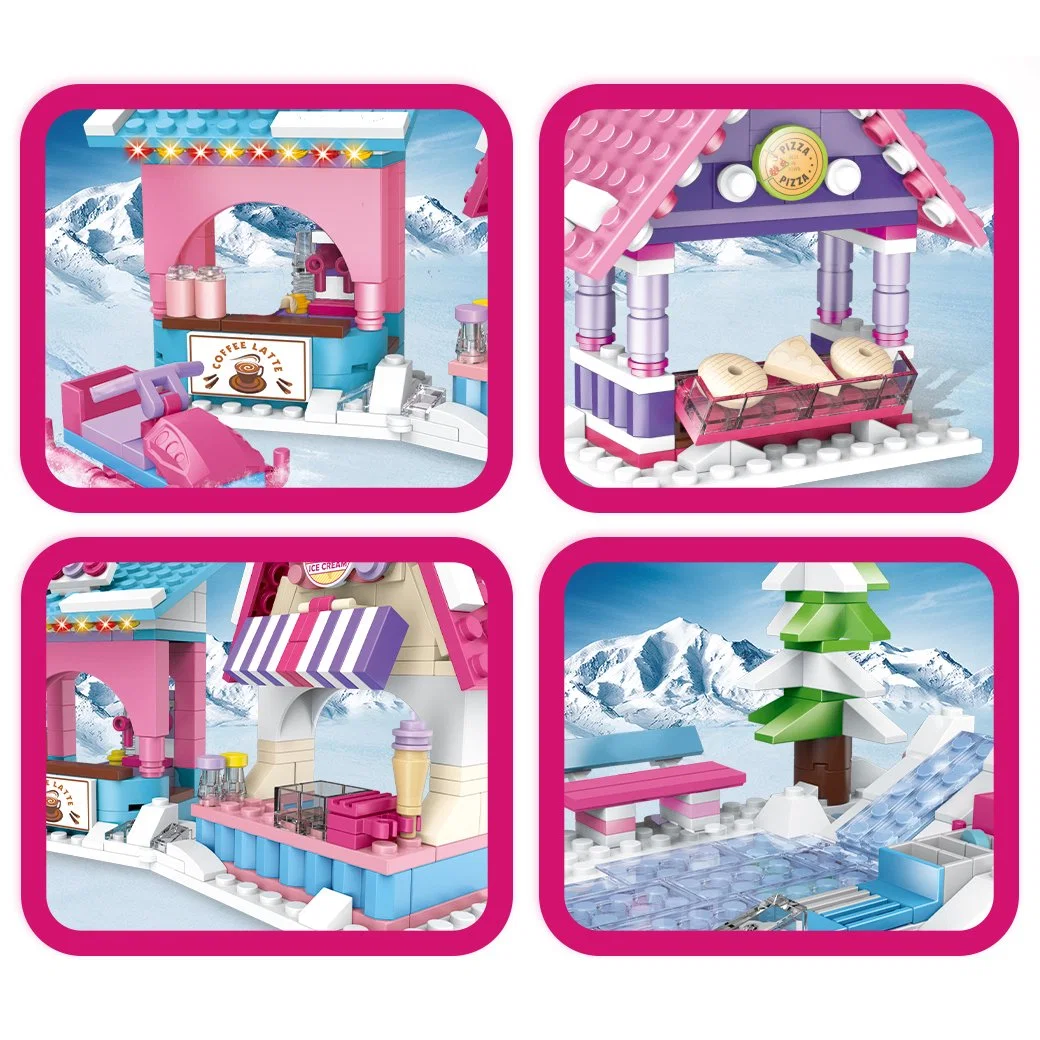 WOMA Toys Educational Girl Princess Fantasy Play Ice Hockey Snow Maison terrain de jeu Bâtiment briques ensemble Construction jouet bricolage