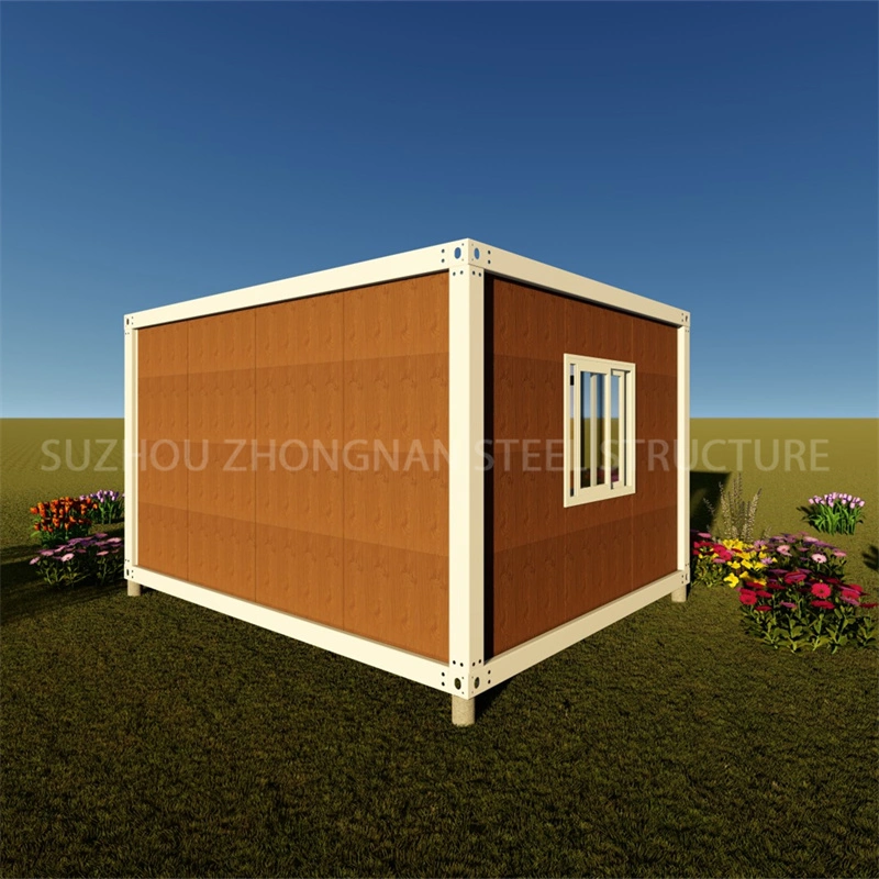 Customized Wood Grain Glass Wall Prefabricated Homes Shipping Container House