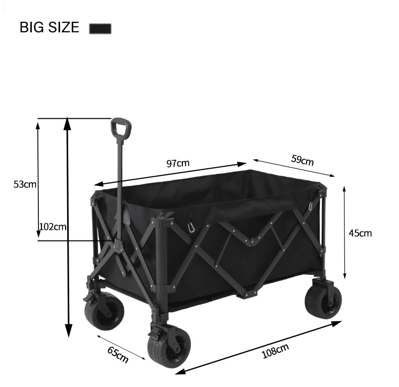 Outdoor Camping Trailer Hand Push Rod Extra Large with Table Board Picnic Folding Portable Small Trailer