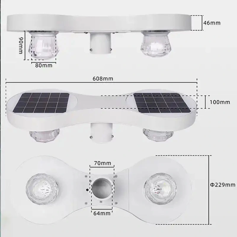 مصباح LED للطاقة الشمسية، مصباح فناء الحديقة الخارجي، الذي يتم التحكم فيه بشكل خفيف