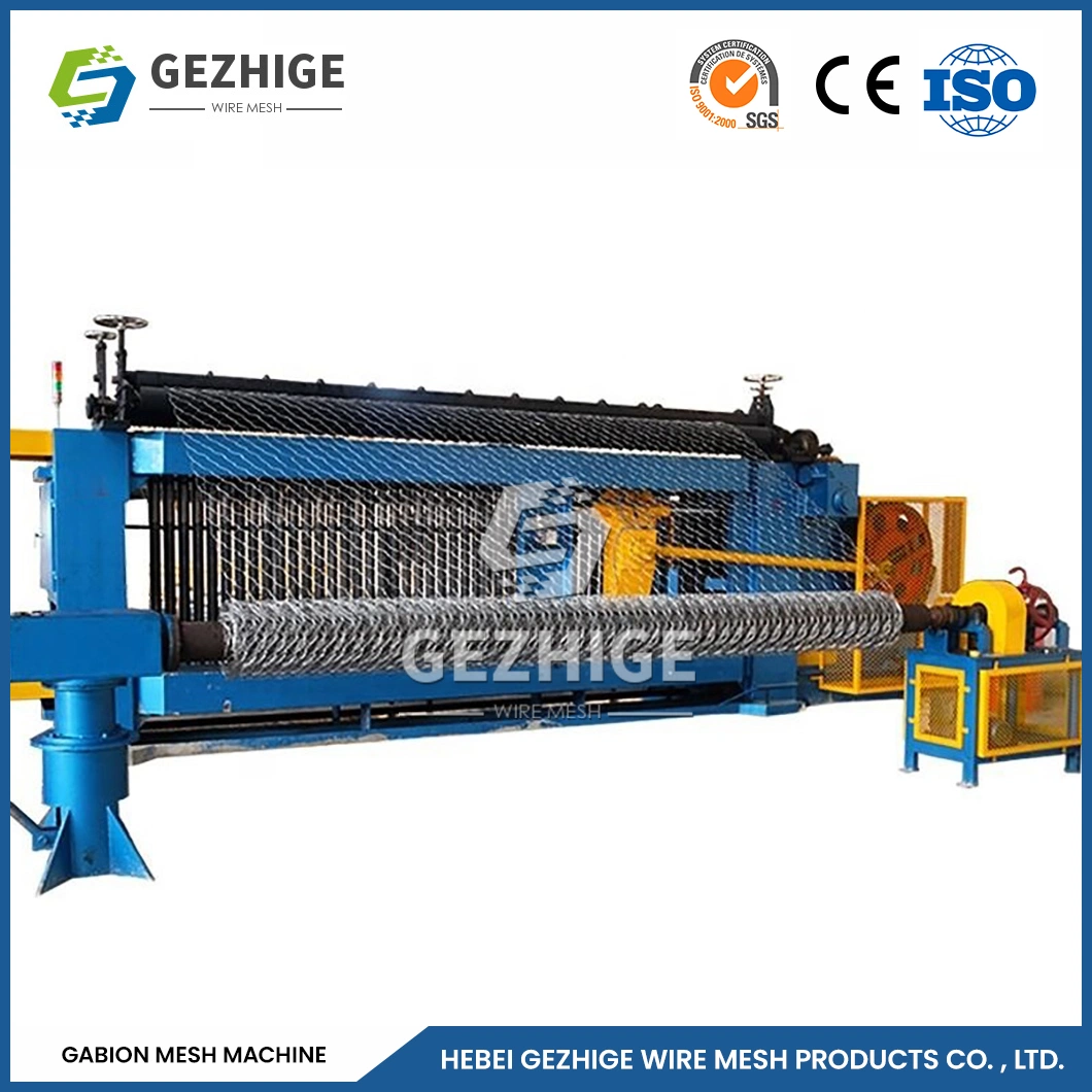 Gezhige Custom Automatic Wire Mesh Machine Manufacturing 60*80 mm Mesh Opening Woven Gabion Wire Machine China Infrared Ray Safety Gabion Packing Machine