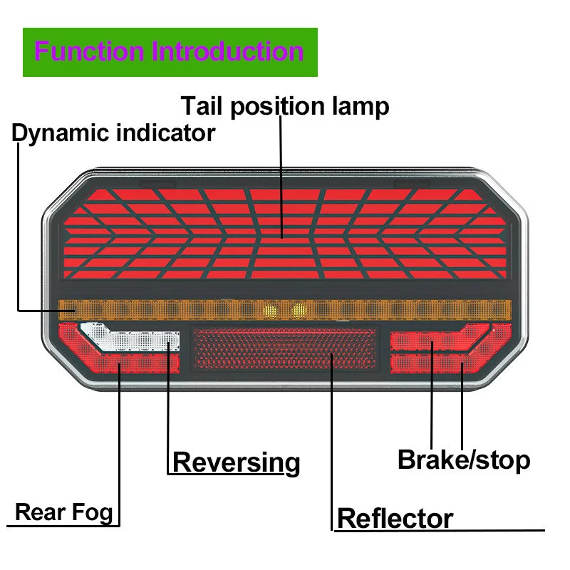 Combinación luz trasera del remolque 12-24 V con efecto neón luminoso Indicador dinámico