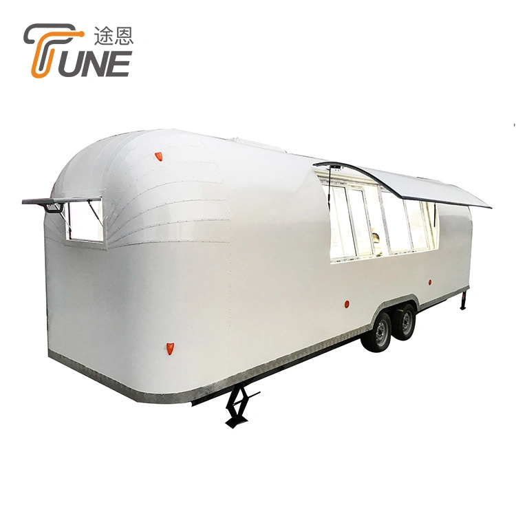 New Style Mobile Shiny/ Wiredrawing Stainless Steel Airstream Food Truck, Catering Airstream EU Standard Food Trailer