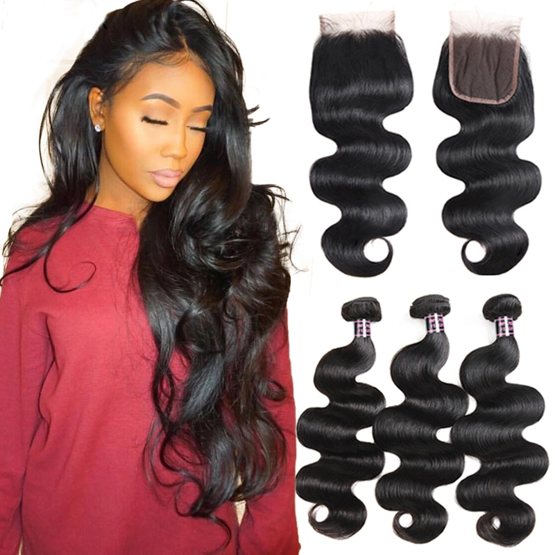 Kbeth Body Wave Bundles with Closure for Black Women 2021 Fashion Charming 100% Remy Brazilian China Hair Weaving