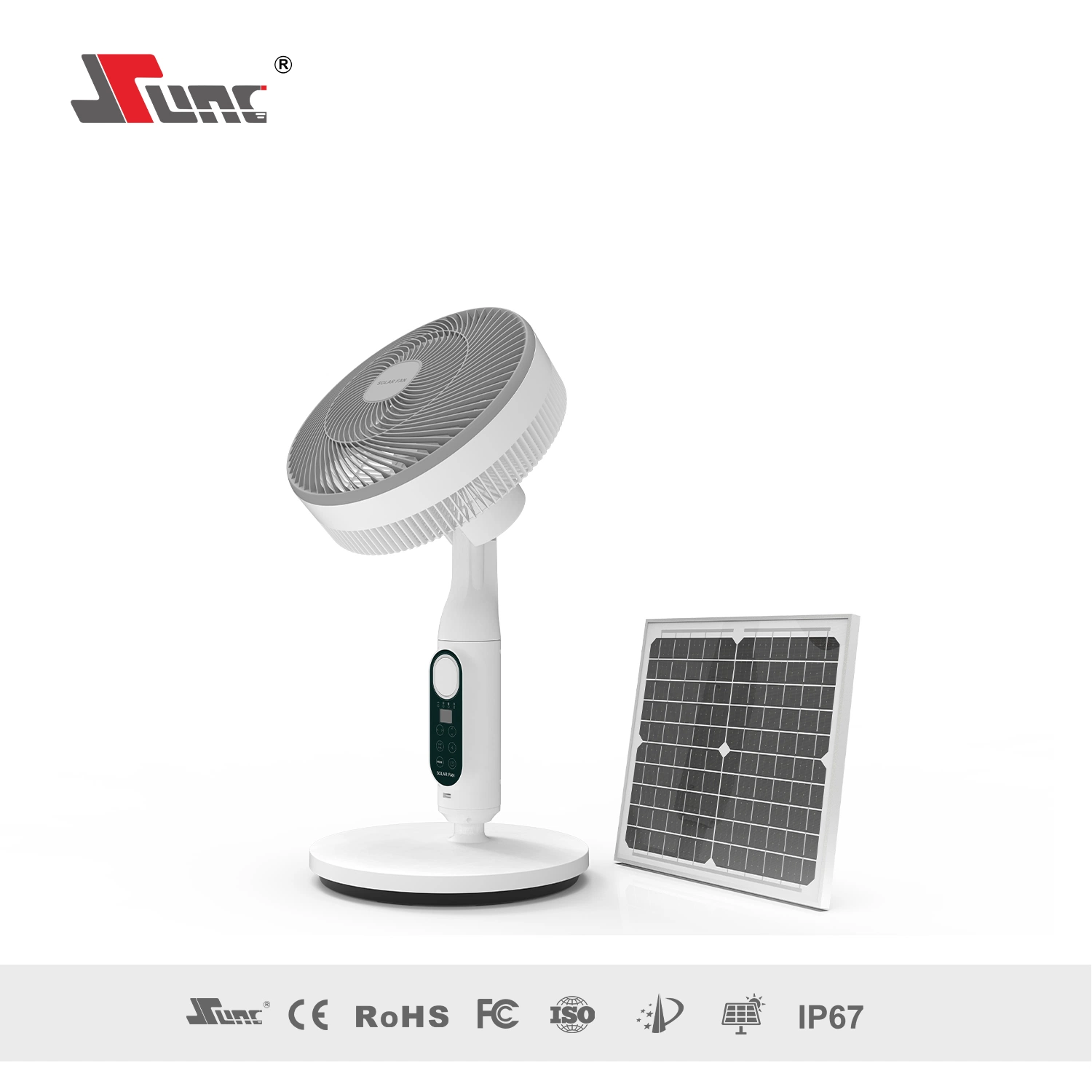 Sunc 30W 14 Inch Quiet Wireless Solar Powered Air Circulation Fan with Strong Wind