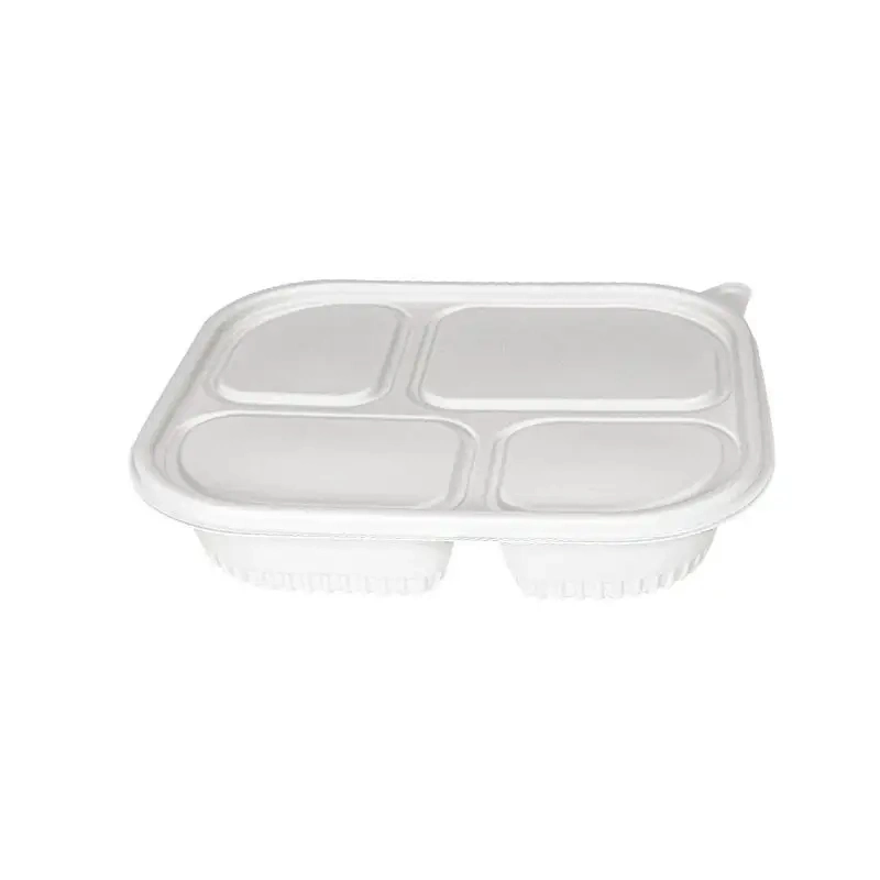 Disposable Corn Starch Cornstarch 4 5 6 Compartments Food Takeaway Takeout to Go Food Container with Lid