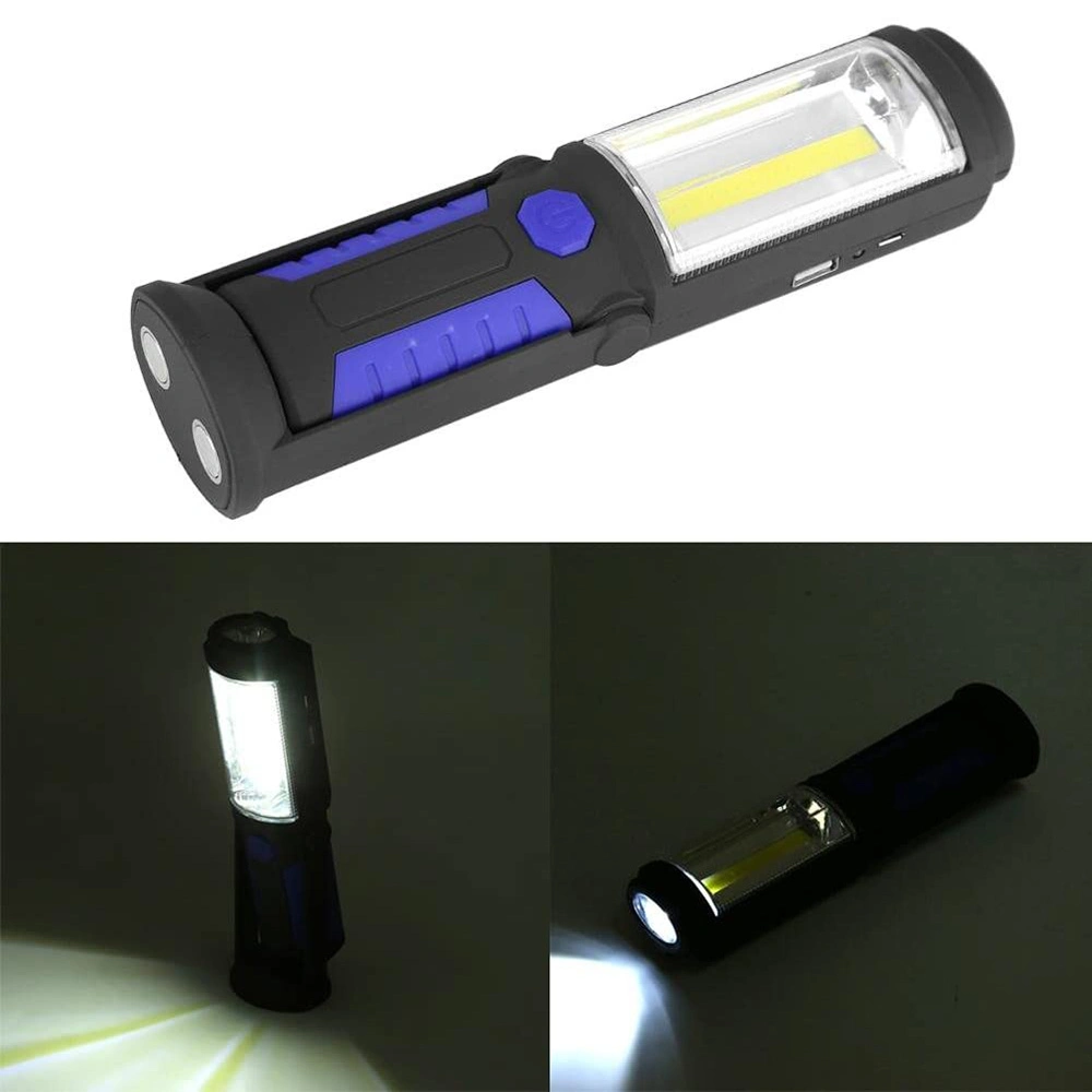 3W COB+1 LED Inspection Lamp Hand Torch Rechargeable Work Light with USB Charging Port Pivoting for Camping Hunting Hiking Car Repair etc (RWL09)