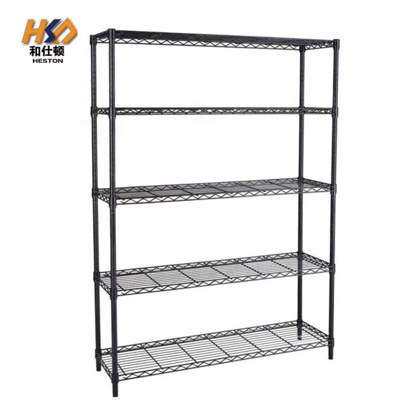 Kitchen Storage Wire Shelf in Powder Coating 5 Tiers Wire Display Rack