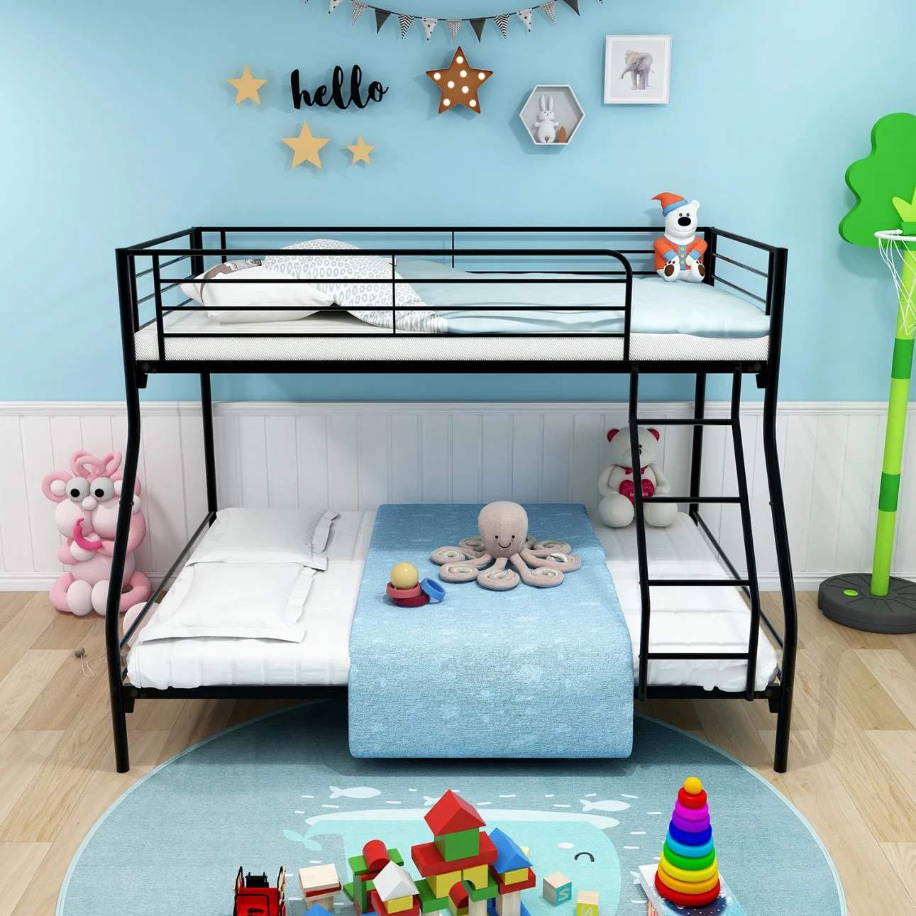 Modern Simple High-Low Bed for Adults and Children Bedroom Bed