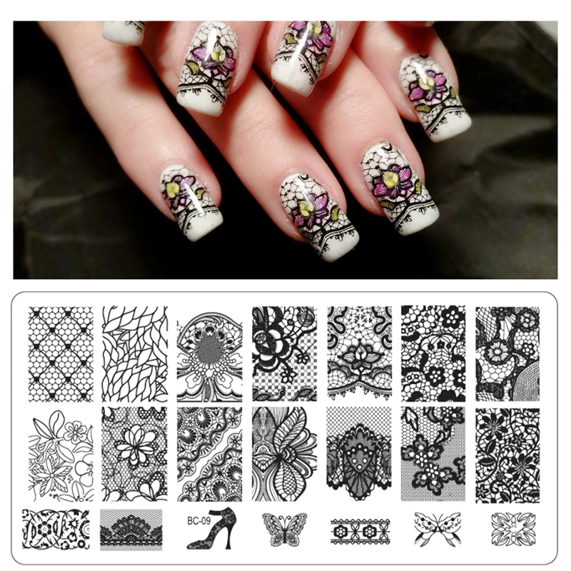 Plantilla de estampado de Nail Transfer placas de sellos de imagen de Nail Art