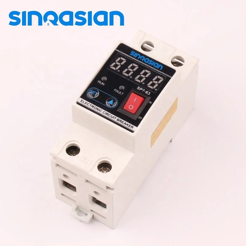 New 63A Current Adjustable Automatic Electronic Smart Circuit Breaker with Over Under Voltage Overload Short Circuit Protection