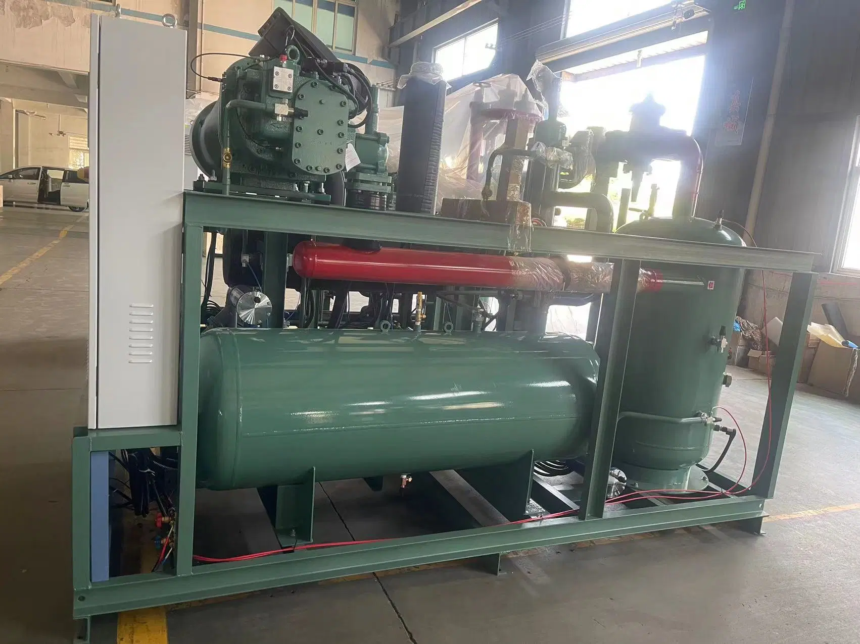 Air Cooled Single Screw Type Compressor Refrigerating Condensing Unit Rack High Temperature