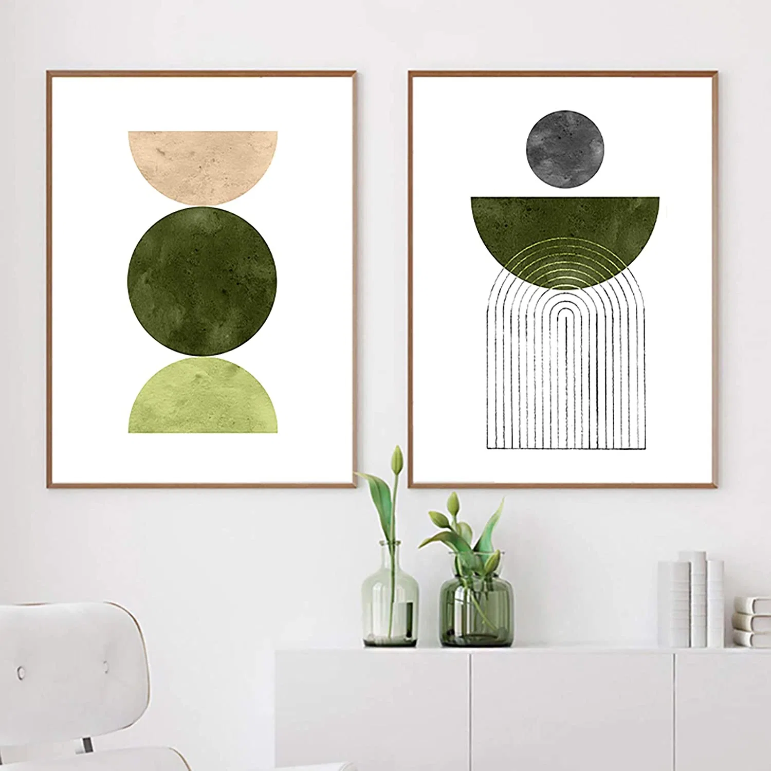 Olive Green Botanical Canvas Prints Wall Art Nordic Poster Green Picture Painting for Home Wall Decor