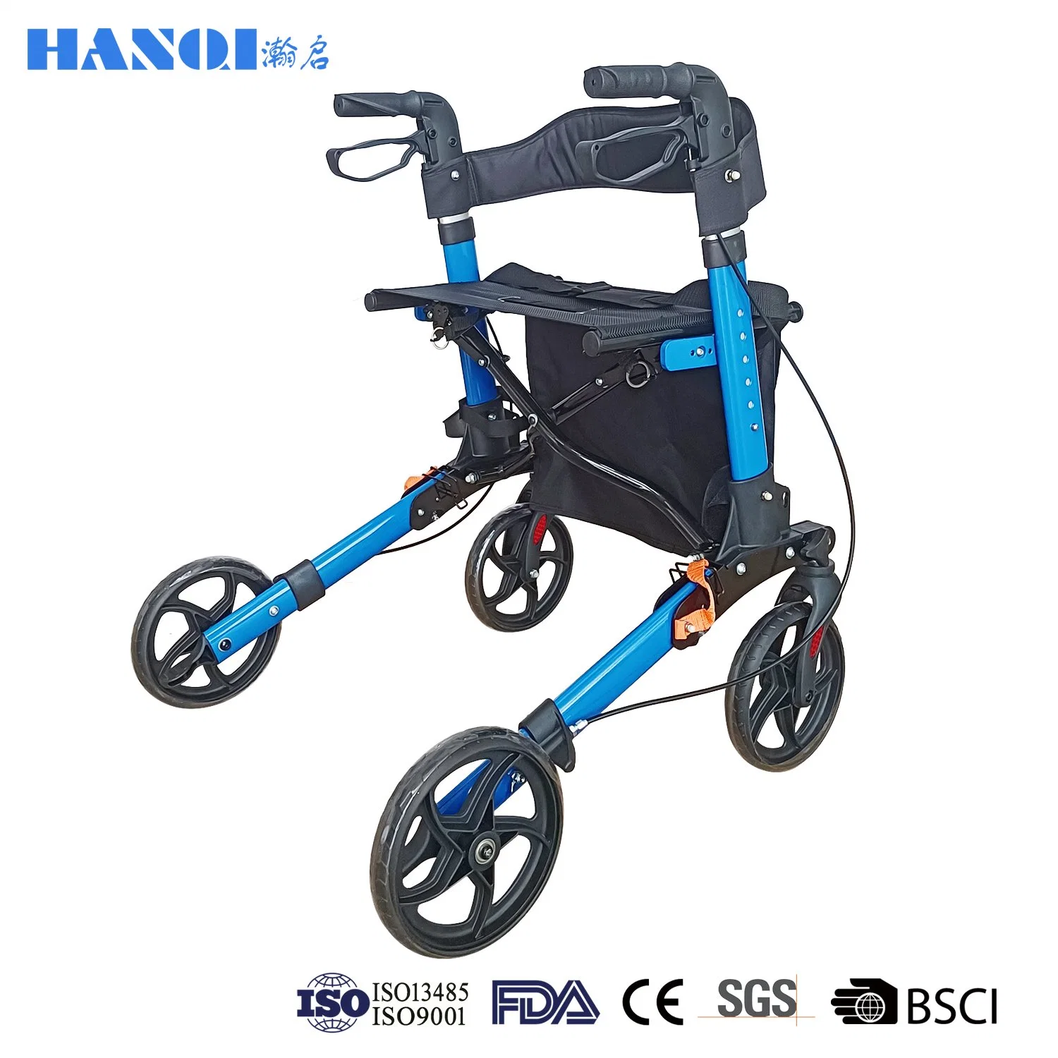 Rollator Walker Lightweight Foldable Rolling Walker with Seat Handles and Backrest