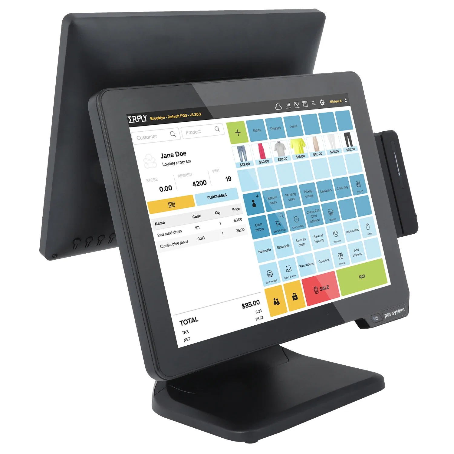 15pulgadas todo-en-uno sistema POS Dual-Screen máquina registradora POS POS venta de Sistema de terminal con impresora