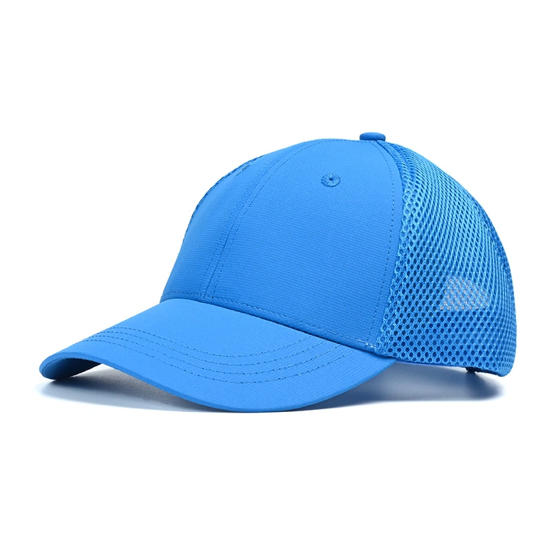 Hat Unisex Summer High-Quality Solid-Color Mesh Peaked Cap Breathable Mesh Sunscreen Cap Logo Embroidery Blank Baseball Cap